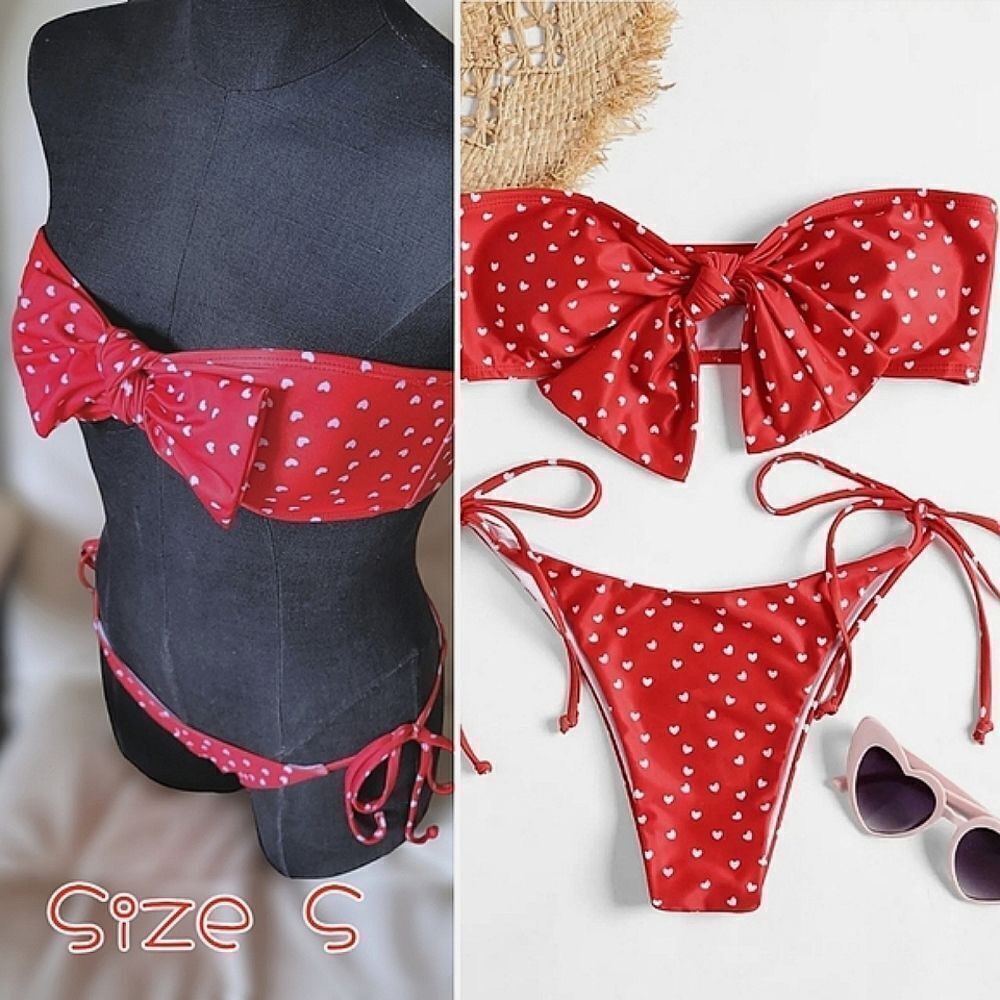 NWOT Zaful Heart Bowknot Bikini Set